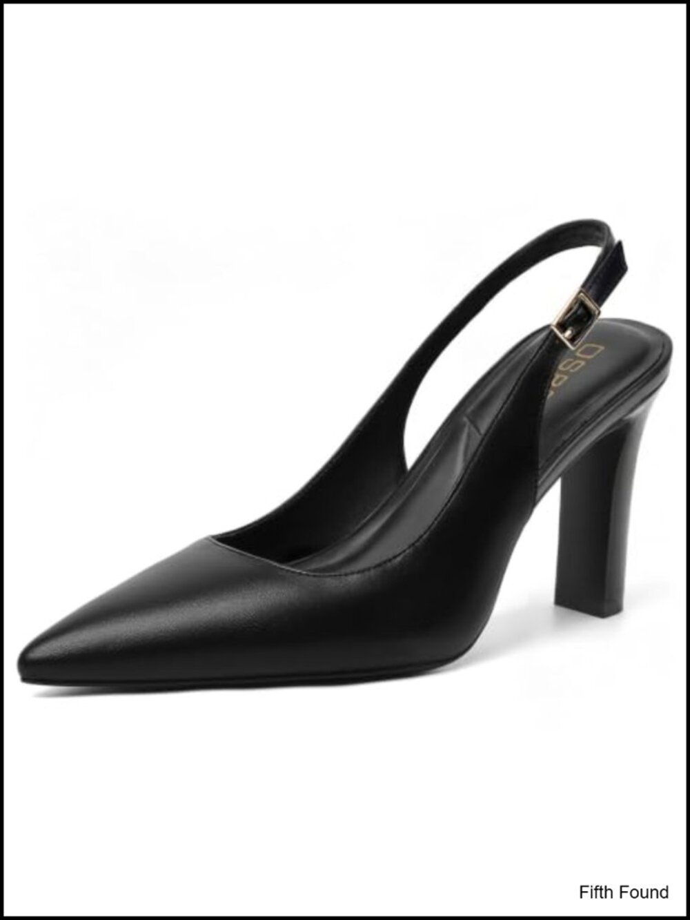 Slingback Chunky Block Heels 3.5 Inch Pointed Toe Closed Toe Pumps